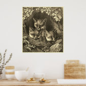 ヴィンテージベビーフォックスウッドランド ポスター (キッチン)