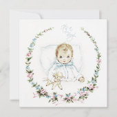 ヴィンテージベビーブルー男の赤ちゃんシャワー招待状 招待状 (正面)