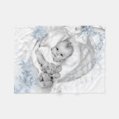 ヴィンテージベビーブルー男の赤ちゃん毛布 フリースブランケット (正面(横))