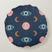 ヴィンテージベビーボホシームレスパターン。ヒッピー・シック・バ ラウンドクッション (裏面)