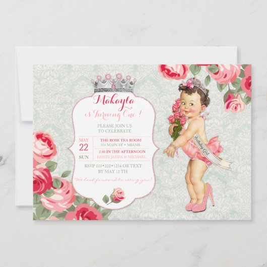 ヴィンテージベビーリトル恋しく思アメリカプリンセス 招待状 (正面)