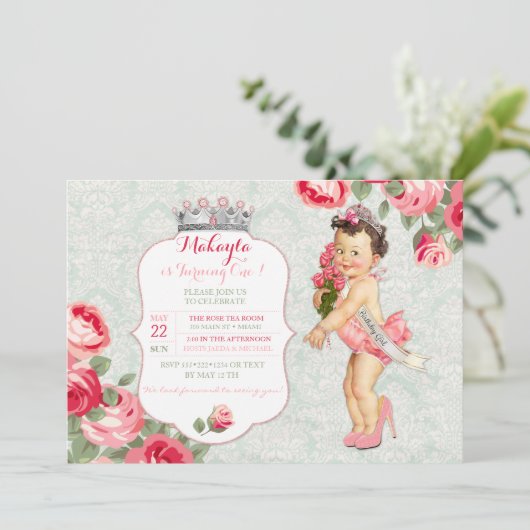 ヴィンテージベビーリトル恋しく思アメリカプリンセス 招待状 (スタンド正面)