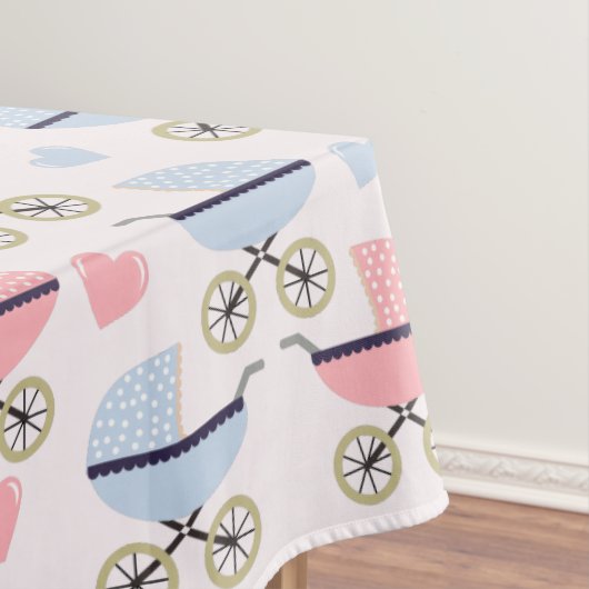 ヴィンテージベビー乳母車キャリッジピンクブルー テーブルクロス (インサイチュ)