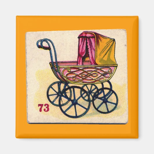 ヴィンテージベビー乳母車ゲーム マグネット (正面)