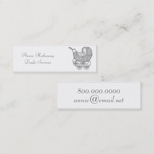 ヴィンテージベビー乳母車ドゥラビジネスカード スキニー名刺 (正面/裏面)