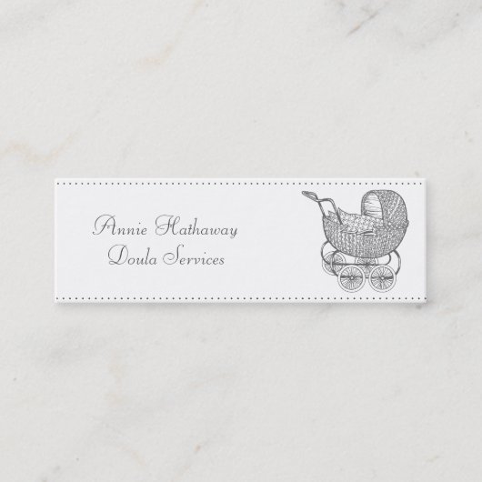 ヴィンテージベビー乳母車ドゥラビジネスカード スキニー名刺 (正面)