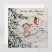 ヴィンテージベビー初めてのクリスマスホリデーカード シーズンカード (正面/裏面)