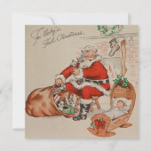 ヴィンテージベビー初めてのクリスマスホリデーカード シーズンカード (正面)