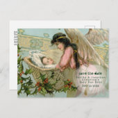 ヴィンテージベビー期日クリスマスエンジェルタイプセット 案内ポストカード (正面/裏面)