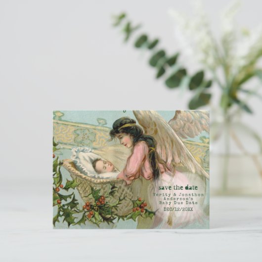 ヴィンテージベビー期日クリスマスエンジェルタイプセット 案内ポストカード (スタンド正面)