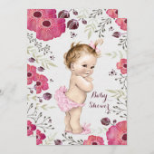 ヴィンテージベビー水の色ポピー赤ちゃんシャワー 招待状 (正面/裏面)