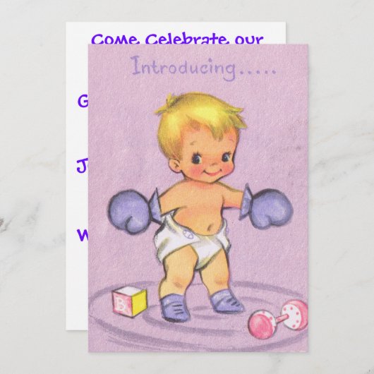 ヴィンテージベビー発表 招待状 (正面/裏面)