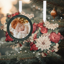 ヴィンテージベビー第1回クリスマスレッドフローラ写真