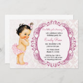 ヴィンテージベビー誕生日招待状 招待状 (正面/裏面)