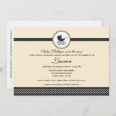 ヴィンテージベビー車用ベビーシャワー 招待状 (正面/裏面)