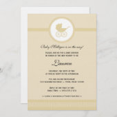 ヴィンテージベビー車用ベビーシャワー 招待状 (正面/裏面)