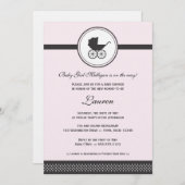 ヴィンテージベビー車用ベビーシャワー 招待状 (正面/裏面)