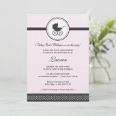 ヴィンテージベビー車用ベビーシャワー 招待状 (スタンド正面)