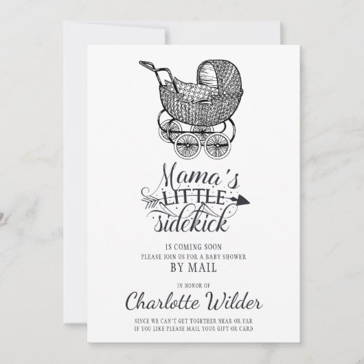 ヴィンテージベビー車用ベビーシャワーbyメール 招待状 (正面)