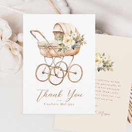 ヴィンテージベビー車男女兼用用ベビーシャワー サンキューカード