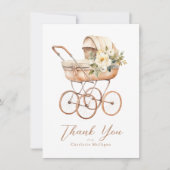 ヴィンテージベビー車男女兼用用ベビーシャワー サンキューカード (正面)