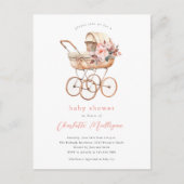 ヴィンテージベビー車男女兼用用ベビーシャワー ポストカード (正面)