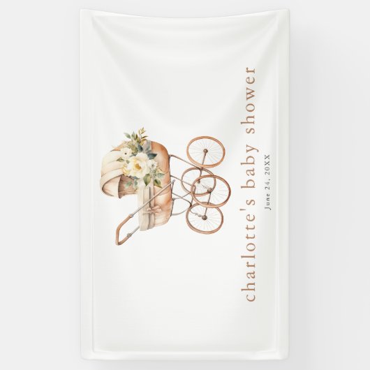 ヴィンテージベビー車男女兼用用ベビーシャワー 横断幕 (縦)