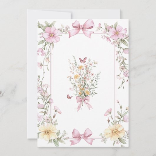 ヴィンテージベビー開花ワイルドフラワーボウベイビーシャワー 招待状 (裏面)