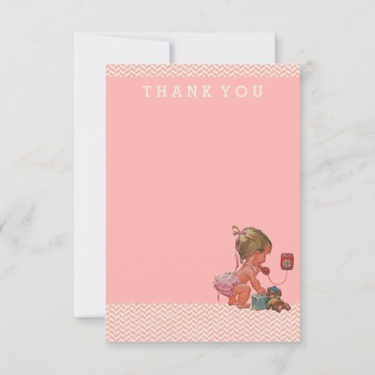ヴィンテージベビー電話ベビーシャワーありがとう サンキューカード (裏面)