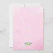 ヴィンテージベビー鹿が草のピンクの招待状に座る 招待状 (裏面)