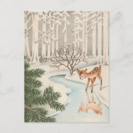 ヴィンテージベビー鹿の飲酒 ポストカード