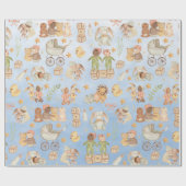 ヴィンテージベビー&フレンズ最初の誕生日パーティー ラッピングペーパー (フラット)