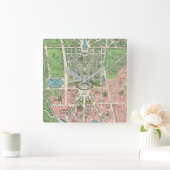 ヴィンテージベフランスのルサイユイラストレーション図 スクエア壁時計 (ホーム)