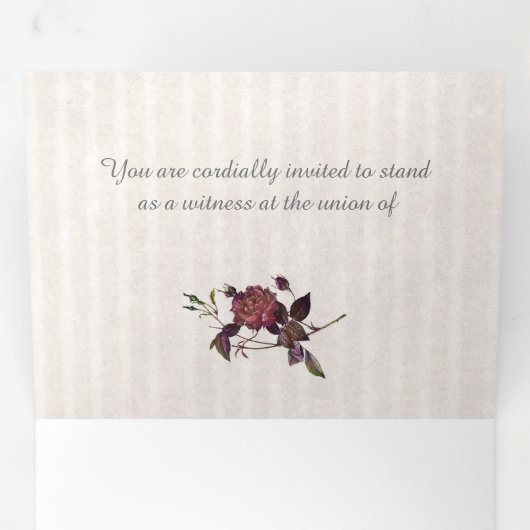 ヴィンテージベラムバラフォーマル結婚ズ 三つ折り招待状 (内部最初)