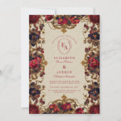 ヴィンテージベリーとバラフレ結婚ーム 招待状 (正面)