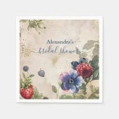 ヴィンテージベリースイートストロベリーブライダルシャワー スタンダードカクテルナプキン (正面)