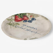ヴィンテージベリースイートストロベリーブライダルシャワー ペーパープレート (アングル)