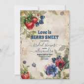 ヴィンテージベリースイートストロベリーブライダルシャワー 招待状 (正面)