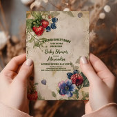 ヴィンテージベリースイートワイルドベリーベビーシャワー 招待状