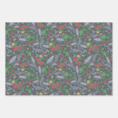 ヴィンテージベリー蝶マリゴルドカーネーション ラッピングペーパーシート (正面3)