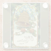 ヴィンテージベルとピネコーンクリスマス ガラスコースター (裏面)