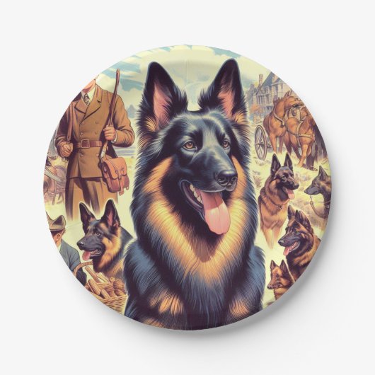 ヴィンテージベルギーテルブレンイラストレーション ペーパープレート (正面)