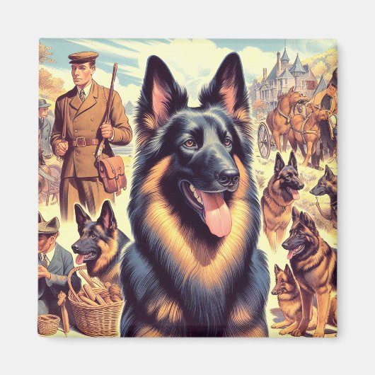 ヴィンテージベルギーテルブレンイラストレーション マグネット (正面)