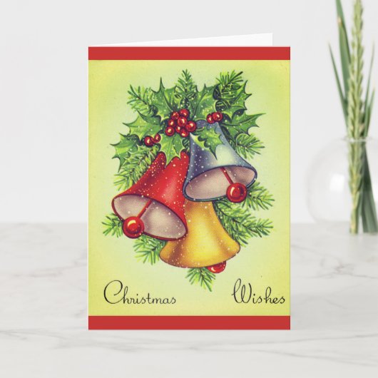 ヴィンテージベルクリスマスグリーティングカード シーズンカード (正面)