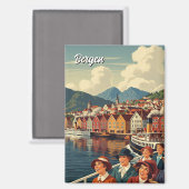 ヴィンテージベルゲンノルウェートラベル マグネット (正面/裏面)