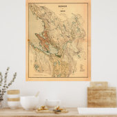 ヴィンテージベルゲン・ノルウェーの地図(1907) ポスター (キッチン)