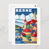 ヴィンテージベルネスイス旅行ポスター ポストカード (正面/裏面)
