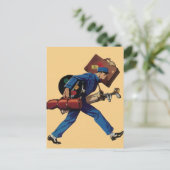 ヴィンテージベルホップインユニフォーム、スーツケース、ゴルフクラブ ポストカード (スタンド正面)