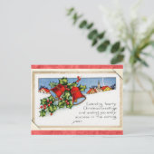 ヴィンテージベルホリー雪クリスマスグリーティング ポストカード (スタンド正面)