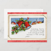 ヴィンテージベルホリー雪クリスマスグリーティング ポストカード (正面/裏面)